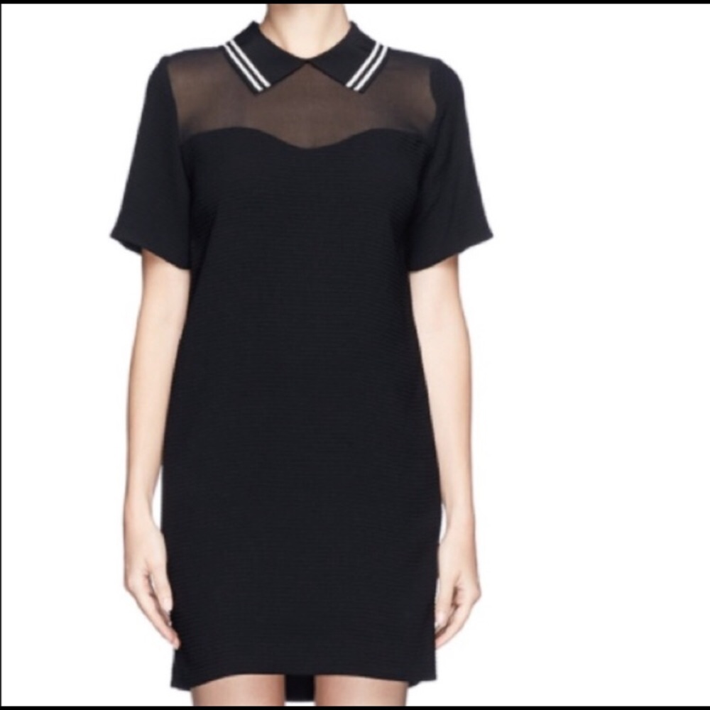 SANDRO 'ROXANA' SHEER PANEL TEXTURED DRESS